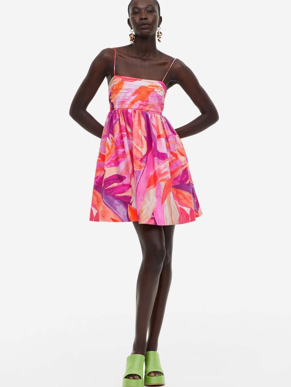 H&M Pink & Orange Abstract Print Mini Dress